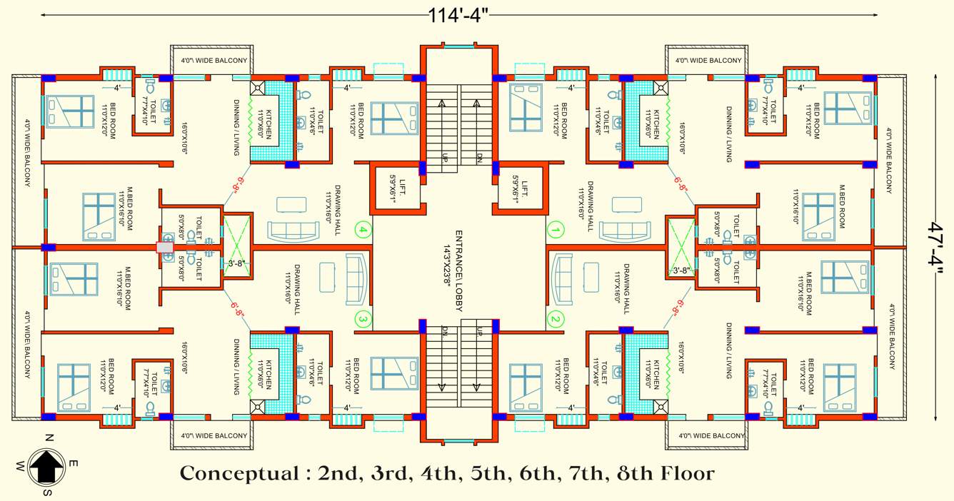 mahajan gharana Mahajan Gharana Cluster Plan from 2nd to 8th Floor
