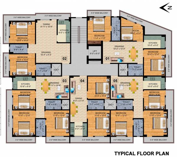  adps-palace Adps Palace Cluster Plan for typical Floor