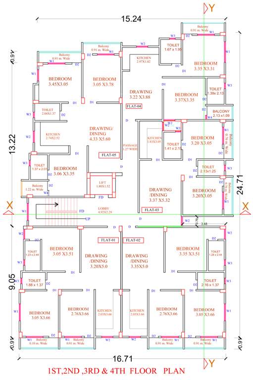  bishundeo sarswati apartment Bishundeo Sarswati Apartment Cluster Plan from 1st to 4th Floor