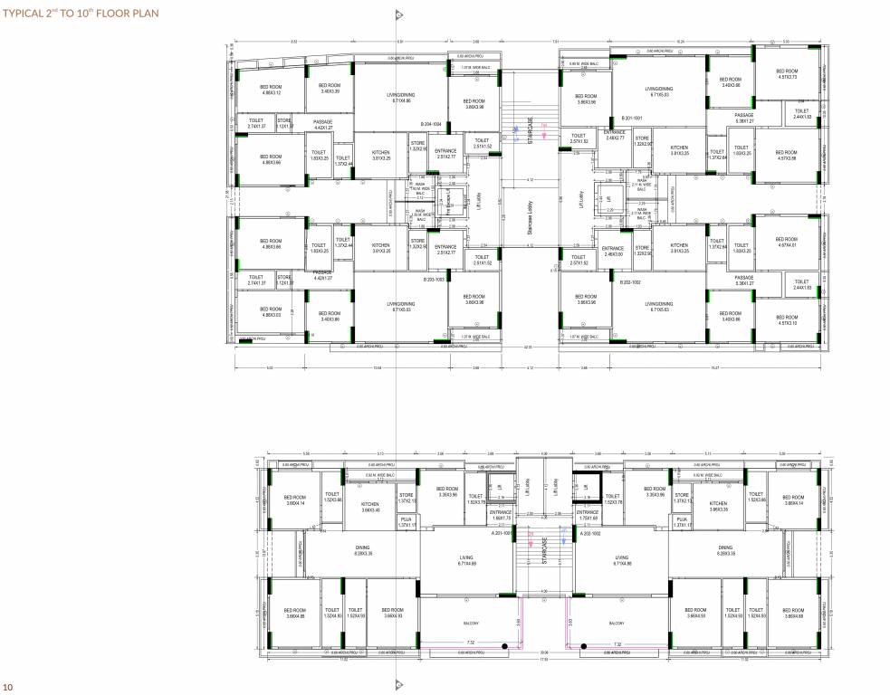  akshar swarnsrushti Tower A Cluster Plan from 2nd to 10th Floor