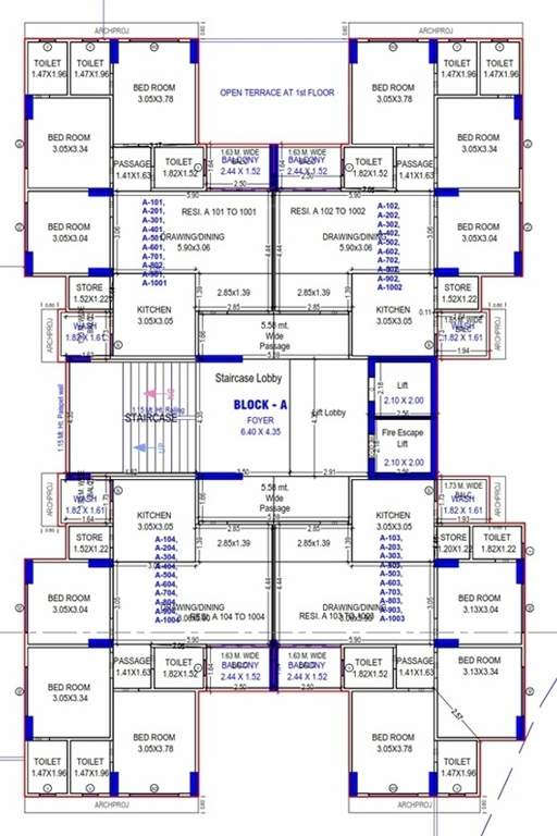 shivalik velenza BLOCK A Cluster Plan from 1st to 10th Floor