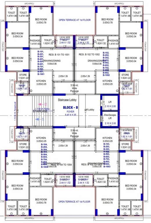 shivalik velenza BLOCK B Cluster Plan from 1st to 10th Floor
