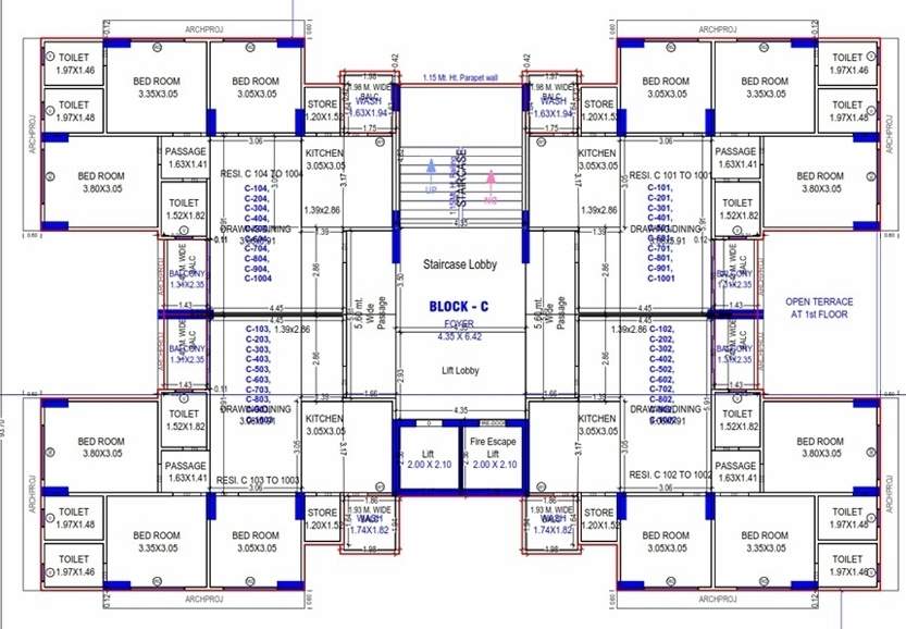 shivalik velenza BLOCK C Cluster Plan from 1st to 10th Floor