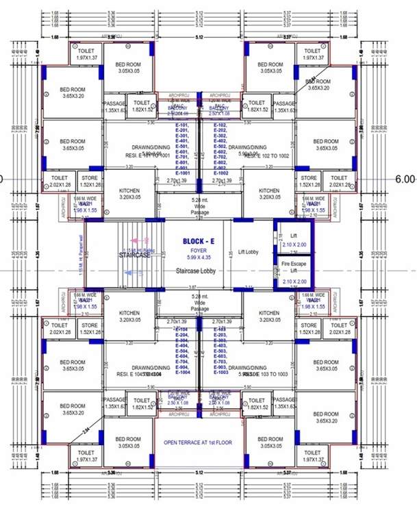 shivalik velenza BLOCK E Cluster Plan from 1st to 10th Floor