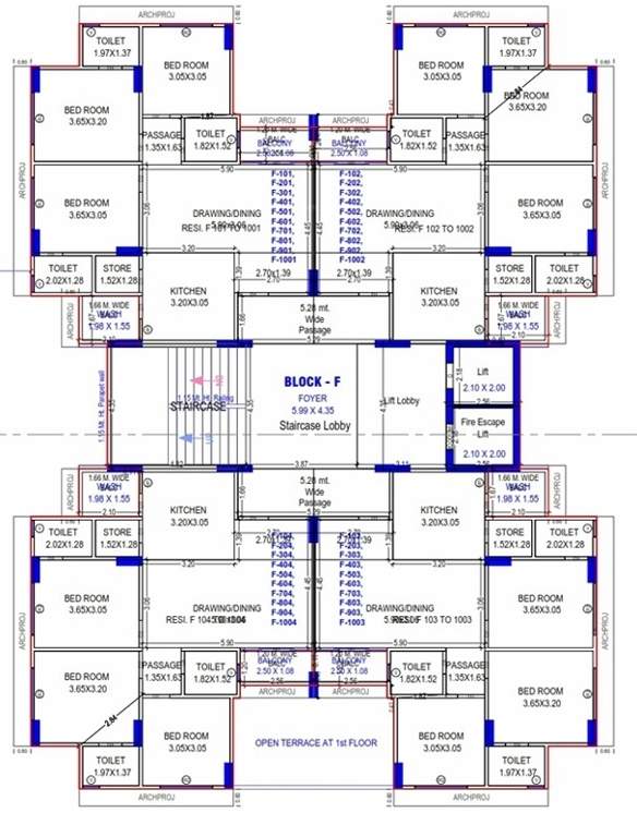shivalik velenza BLOCK F Cluster Plan from 1st to 10th Floor