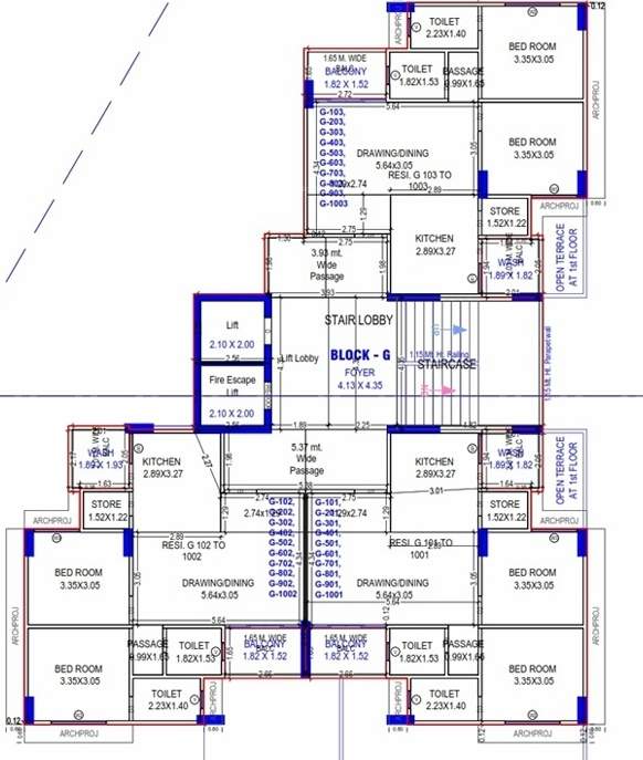shivalik velenza BLOCK G Cluster Plan from 1st to 10th Floor