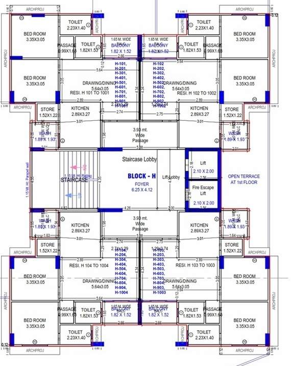 shivalik velenza BLOCK H Cluster Plan from 1st to 10th Floor