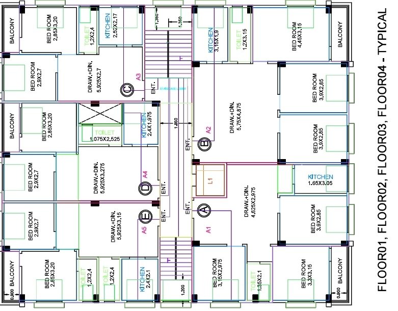  hill view apartment A Cluster Plan from 1st to 4th Floor