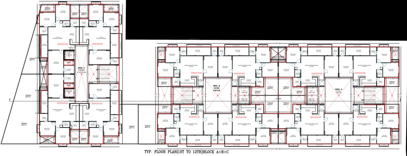  park paradise Tower A Cluster Plan from 1st to 12th Floor