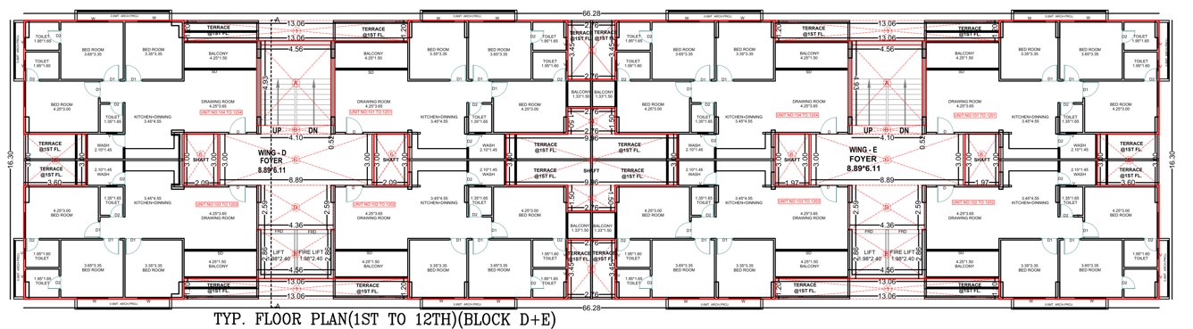  park paradise Tower D E Cluster Plan from 1st to 12th Floor
