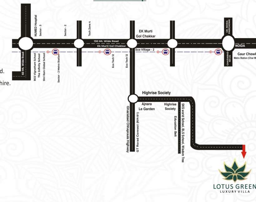 lotus green luxury villa Location Plan