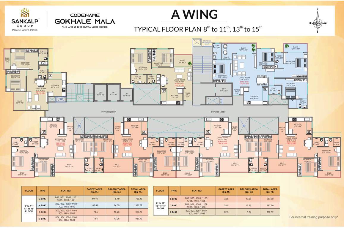  sierra Wing A Cluster Plan for 8th 11th, 13th 15th Floor