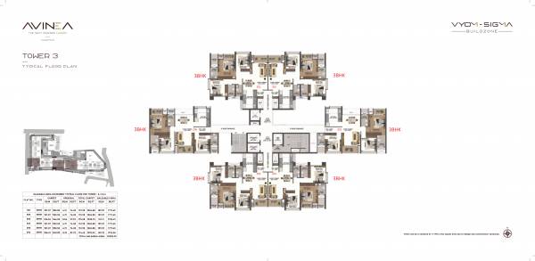  avinea Tower 3 Cluster Plan for Typical Floor