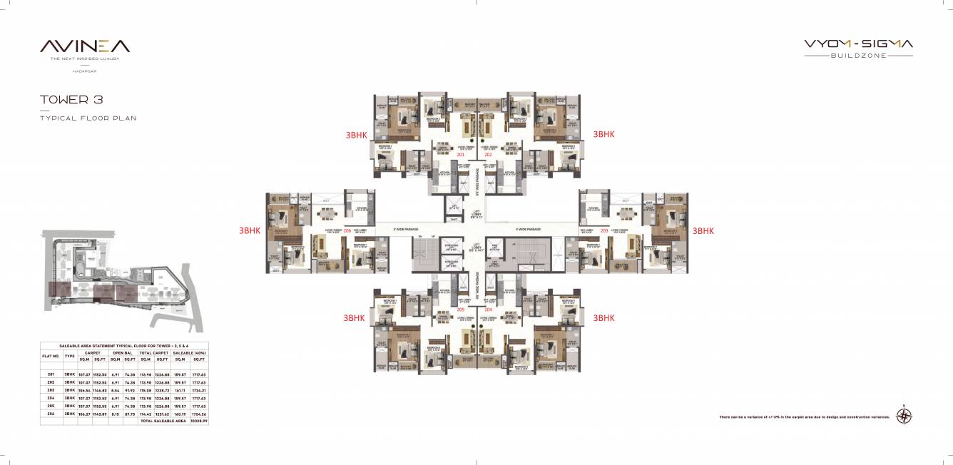  avinea Tower 3 Cluster Plan for Typical Floor