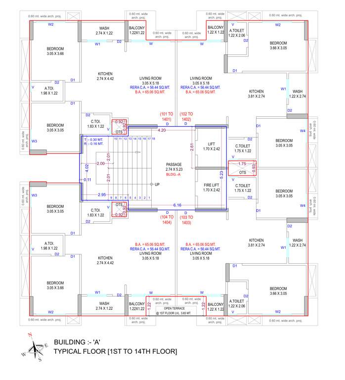  pratishtha hills Tower A Cluster Plan from 1st to 4th Floor