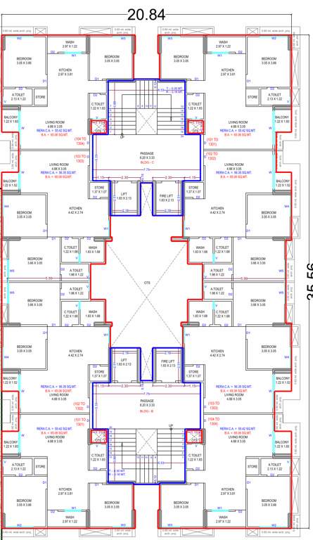  pratishtha hills Tower C Cluster Plan from 1st to 14th Floor