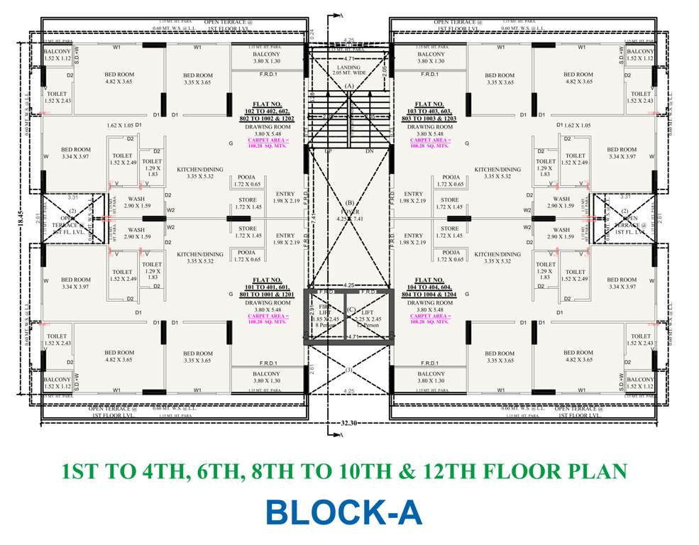  shivansh sparsh Block A Cluster Plan from 1st to 12th Floor