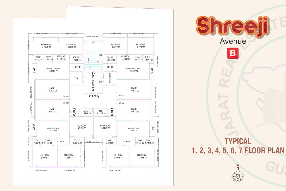 avenue b Shreeji Avenue B Cluster Plan from 1st to 7th Floor