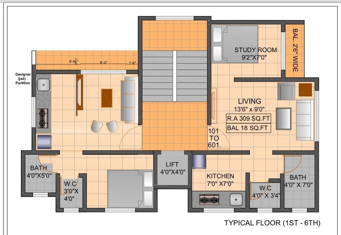  harichandra heights Cluster Plan from 1st to 6th Floor