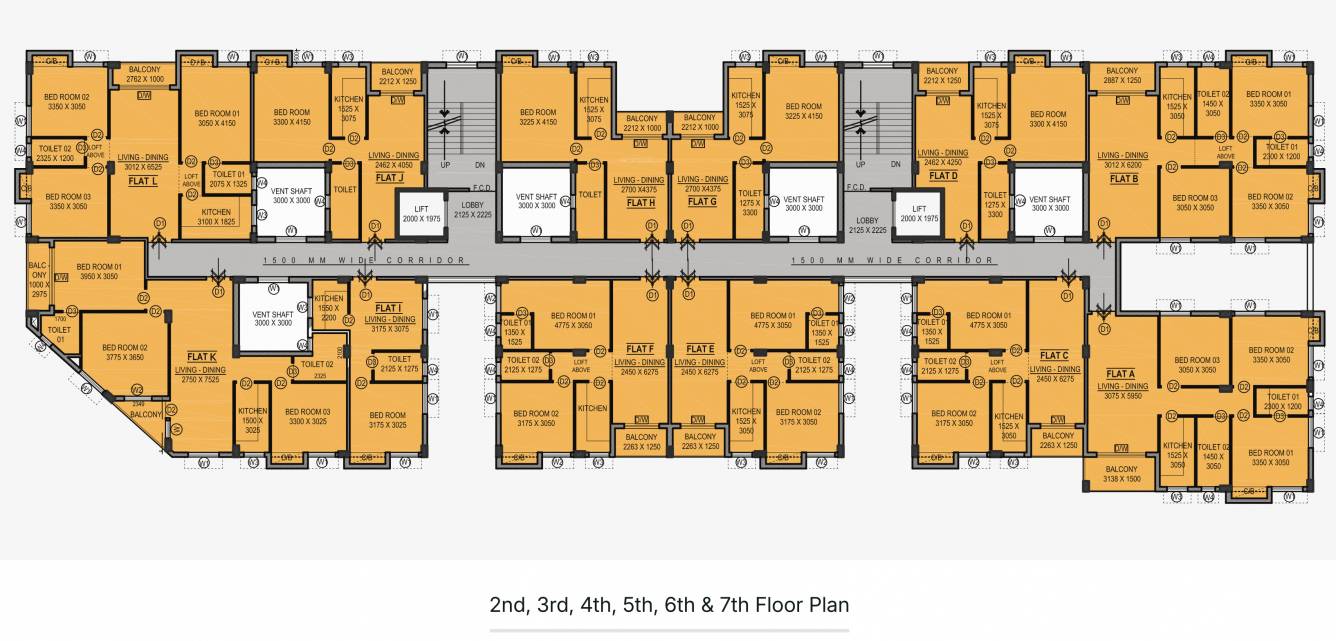  pushpakalay Tower A Cluster Plan from 2nd to 7th Floor