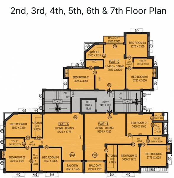  pushpakalay Tower B Cluster Plan from 2nd to 7th Floor