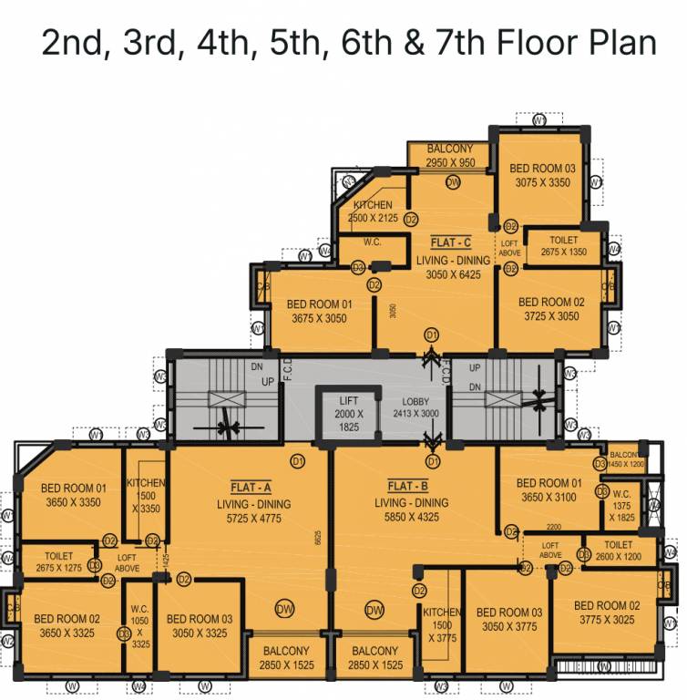  pushpakalay Tower B Cluster Plan from 2nd to 7th Floor