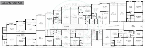  shree-dwarkadhish-arcade Tower A Cluster Plan from 3rd to 4th Floor