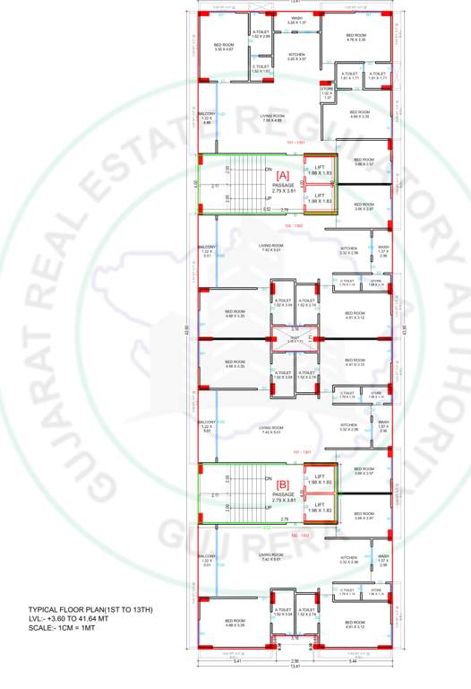  iconic liberty A+B Cluster Plan from 1st to 13th Floor