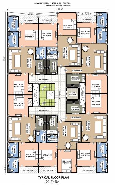 Cluster Plan for typical Floor shivalik-tower Cluster Plan for typical Floor
