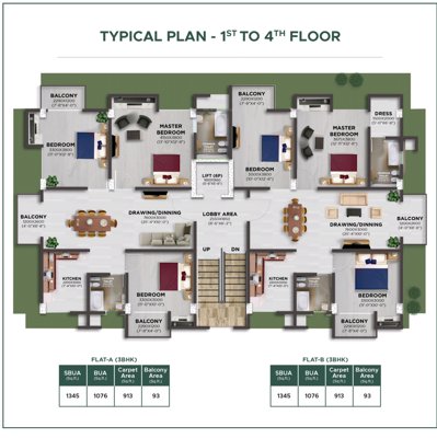  prabhaat Prabhaat Cluster Plan from 1st to 4th Floor
