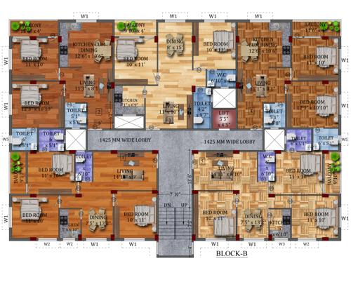 aponjon-housing-complex Aponjon Housing Complex Block B Cluster Plan from 1st to 4th Floor