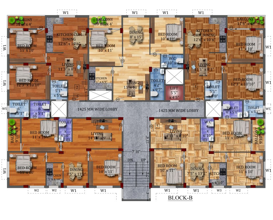  aponjon housing complex Aponjon Housing Complex Block B Cluster Plan from 1st to 4th Floor