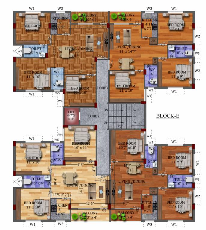  aponjon housing complex Aponjon Housing Complex Block E Cluster Plan from 1st to 4th Floor