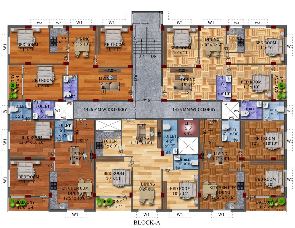  aponjon housing complex Aponjon Housing Complex BlockA Cluster Plan from 1st to 4th Floor