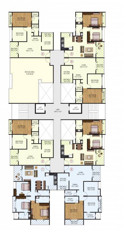  palm drive Wing A Cluster Plan from 7th to 12th Floor