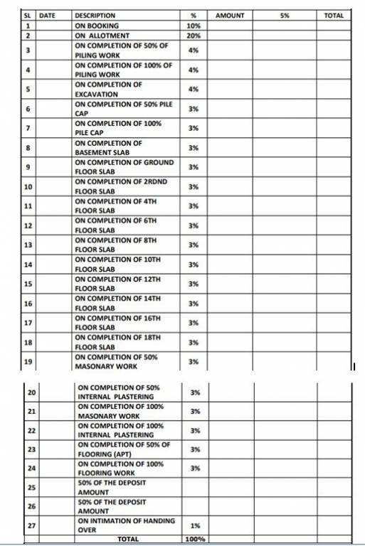 hilltop Construction Linked Payment (CLP) Payment Plan