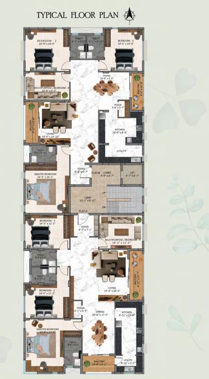  prakriti Bhaggyam Prakriti Cluster Plan from 1st to 5th Floor
