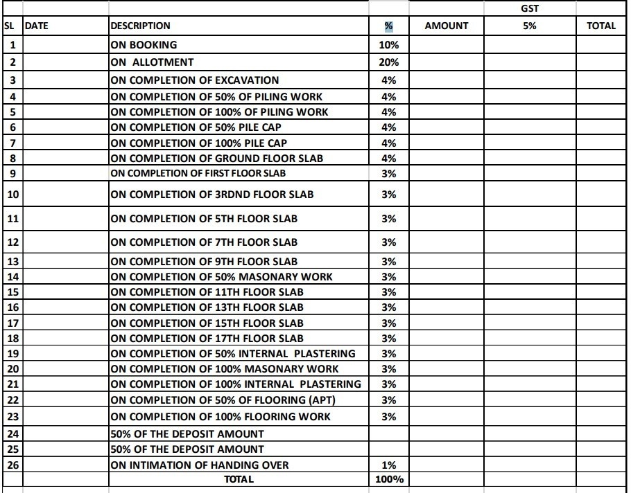beleza Construction Linked Payment (CLP) Payment Plan