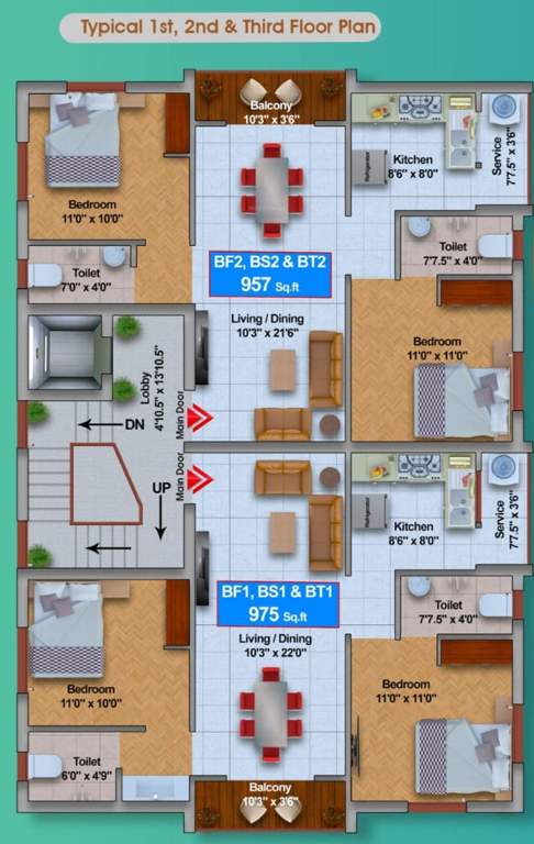 chenthur homes Block B Cluster Plan from 1st to 3rd Floor