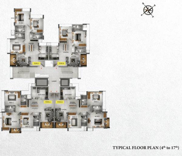 Wings Cluster Plan from 4th to 17th Floor wings Wings Cluster Plan from 4th to 17th Floor