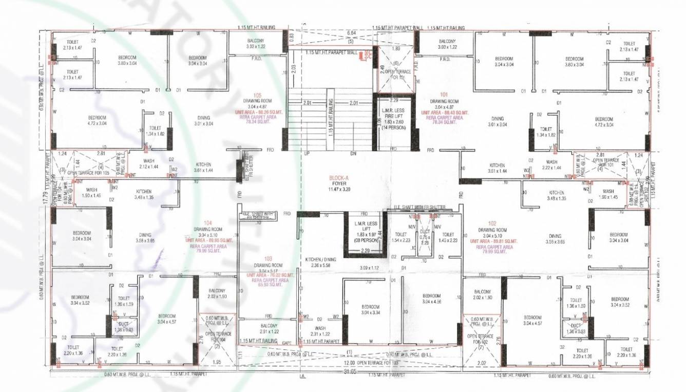  the staple Block A Cluster Plan from 1st to 9th Floor