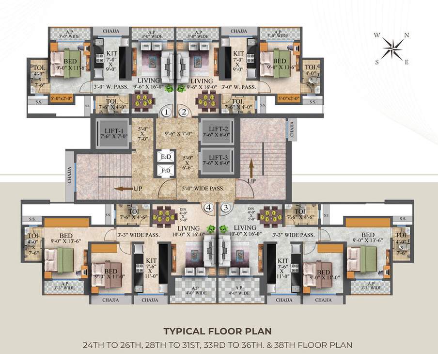  sky avenue Sky Avenue Cluster Plan from 24th to 38th Floor