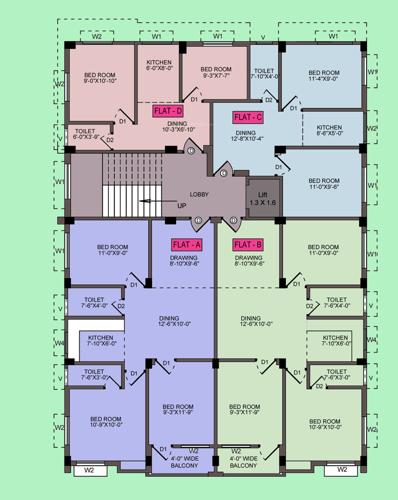  sagar-apartment Sagar Apartment Cluster Plan from 1st to 4th Floor