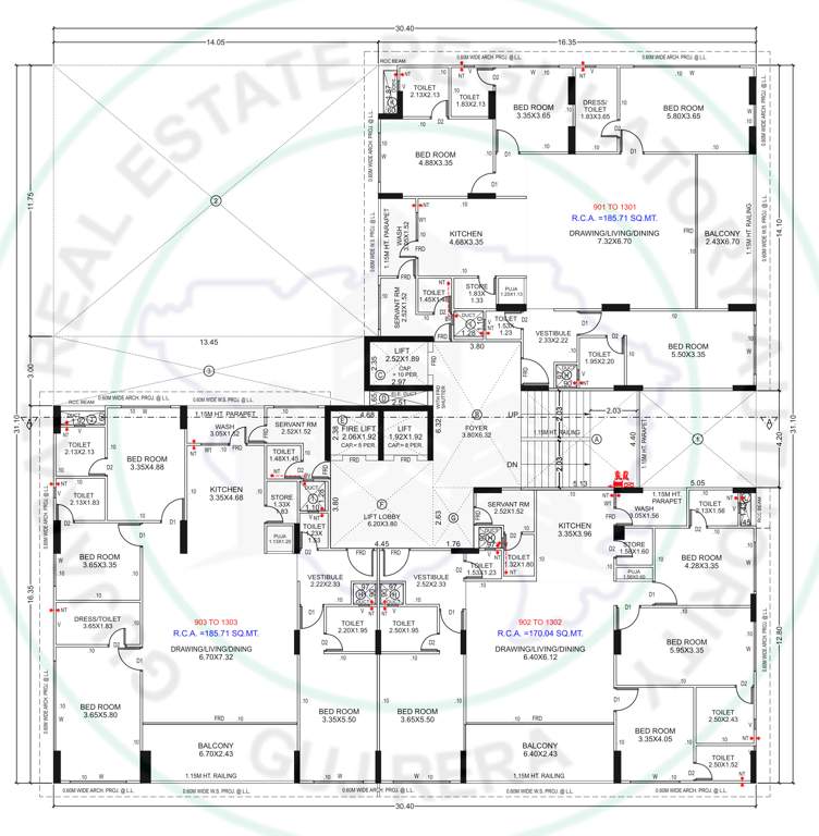  elysian Block A Cluster Plan from 9th to 13th Floor