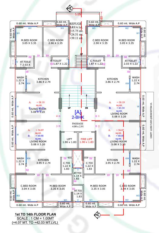  shree hari sky Tower A Cluster Plan from 1st to 14th Floor