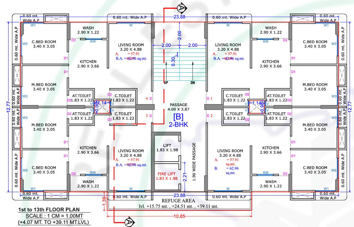  shree hari sky Tower B Cluster Plan from 1st to 13th Floor