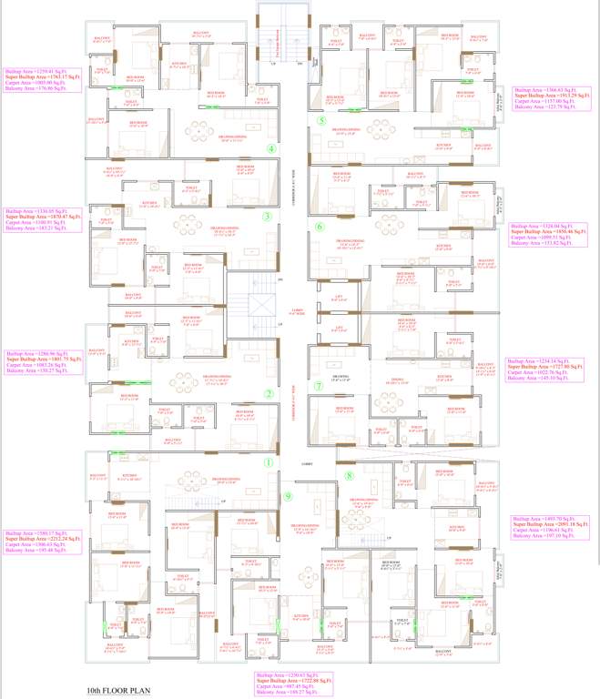  vinayak homes 11 Homes 11 Cluster Plan for 10th Floor