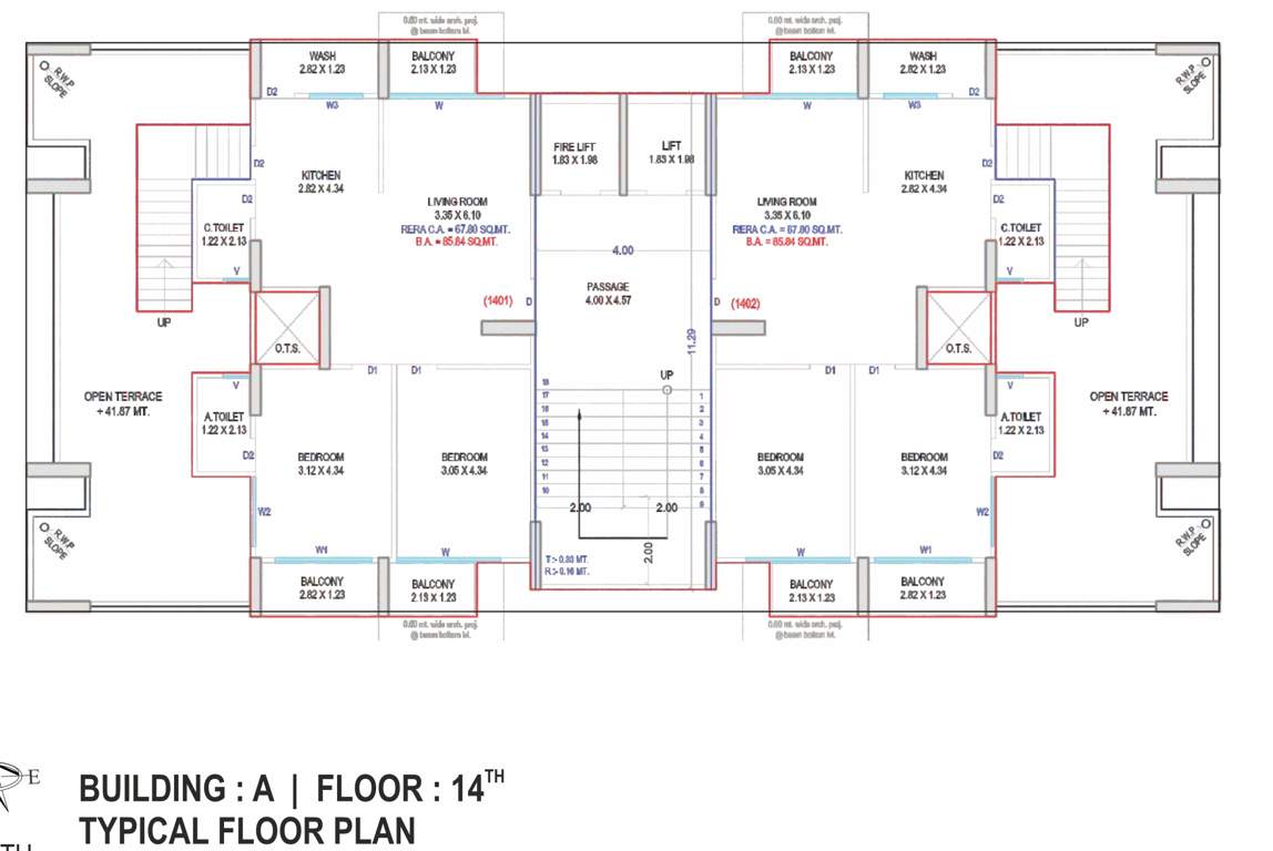  avenue Tower A Cluster Plan for 14th Floor