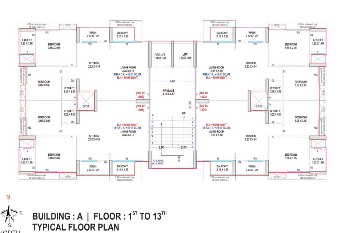  avenue Tower A Cluster Plan from 1st to 13th Floor