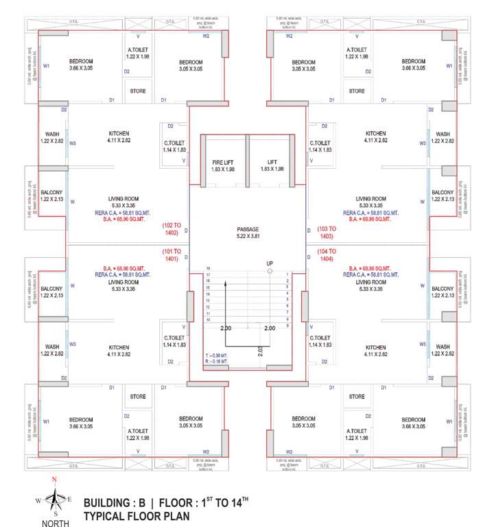  avenue Tower B Cluster Plan for 14th Floor